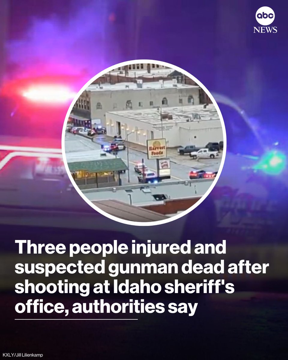 Three people suffered minor injuries, including an officer, when a man opened fire at the sheriff's office in Shoshone County, Idaho, authorities said